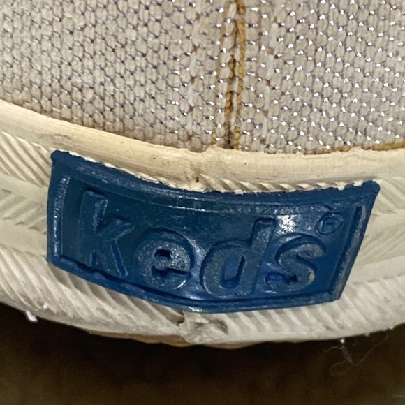 Keds Canvas Crosshatch Snicker in Cream Pearl Silver Sparkle size 10 - Picture 10 of 16